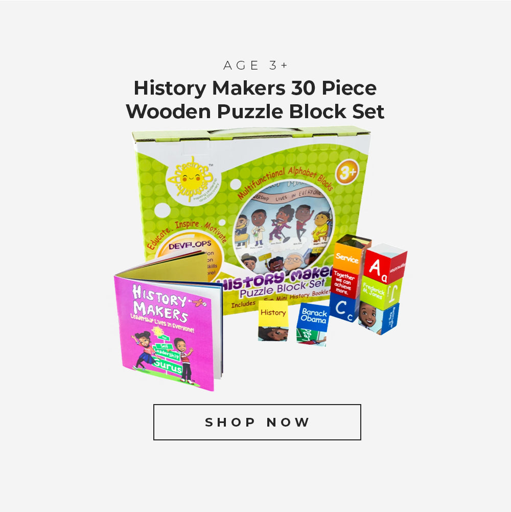 History makers 30 piece wooden puzzle block set for age 3 plus.